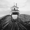 View along central section of Forth Rail Bridge, Alloa. Closed to passengers and good services in 1968. Since demolished.