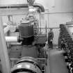 Netherplace Bleachworks, Electricity Generating Station; Interior
View of compound cylinder Howden high speed engine with Mather and Platt generator