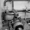 Netherplace Bleachworks, Electricity Generating Station; Interior
View of single cylinder Belliss and Morcom high speed engine with Rees Roturbo generator