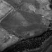 Arrat's Mill, oblique aerial view, taken from the SW, centred on the cropmarks of an unenclosed settlement, souterrains and pit-circles.