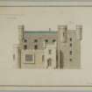 Castle of Mey. Elevation of entrance front showing proposed additions by William Burn.  
Insc. '76 George Street May 28 1819'
Signed: 'Willm Burn'.  
Scanned image of C 39427 CT.