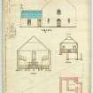 Aberchider, Old Free Church, Marnoch Church.
Plans, sections and elevations, 1884.
