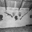 Nether Linklater Farm, Hay-Loft
View of wall in hay-loft showing war-time silhouettes -portraits, machine-gun and rifle
