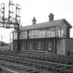 View from SE showing S and E fronts of signal box with part of gantry on left