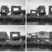Aggregated image comprising a sequence of four separate photographs showing the last opening of the swing section of the bridge on 6 September 1987.  In chronological order, the images are: A59039 (SC670550), A59040 (SC670551), A59041 (SC670552), A59042 (SC670553),