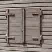 Detail of wooden shutters on canteen block