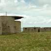 Battery observation post and No.1 gun emplacement with crew shelter, view from South.