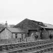 View from NE showing ENE front and part of NNW front of goods shed
