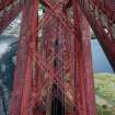 View from top of Fife Cantilever, Forth Bridge, looking down onto passing Intercity 125 passenger train