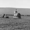 General view.
Print card captioned: "Showing outlying quartzite standing stone."
Negative captioned 'Stone Circle near Balquhain'.