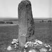 View of standing stone.
Original negative captioned: 'Standing Stone at Back Fornet, Skene May 1904'.