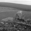 View of recumbent stone and flanker.
Original negative captioned: 'Esslie, the Smaller Circle View from Centre looking South, showing fallen Recumbent Stone and Stone Setting July 1902'.