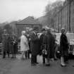 View from SE showing opening of refurbished Caithness Row by Kenneth Dale Owen with New Buildings in background