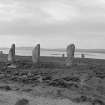 General view from the south west.
Original negative captioned 'Stone Circle at Brogar, (Stones of Stennis) Orkney July 1905 / Viewed from South West'.