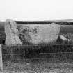 Recumbent stone and pillars viewed from outside the circle and from approximately the south.
Photograph taken on a different occasion from AB 2429, but probably on same date as AB 2941.