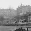 View from W showing E part of goods depot with N portal of tunnel under Scotland Street in background