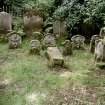 General view of enclosure showing 18th century gravestones at Minto House, Church and Graveyard, the Scottish Borders.