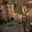View of courtyard from Well Court Hall tower