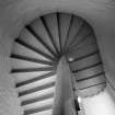 Interior view showing detail of cast iron main stair at Crofthead Mill, Neilston