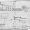 Photographic copy of drawing showing elevation and plan - unexecuted.