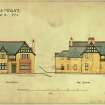 Front and West elevations.
Titled:  'Villa At Gullane Set B. No 3'.
Insc:  '35 Frederick Street Edinburgh June 1897'.  
Scanned image of D 64757.