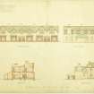 Gullane, East End, villas.
Front, back and side elevations, section AA.
Titled:  'East End: Gullane:  Continuous Villas  Drawing No 2.'
Insc:  '35 Frederick Street Edinr. Jany 1900:'.
Scanned image of D 65484.   
