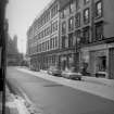 View from NW showing NNE front of Howard Street block of printing works with part of 50-58 Howard Street in foreground