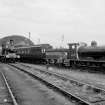 View from SSW showing locomotive 'Maude' with locomotive '419' on left and goods shed in background