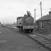 View from SSW showing locomotive NCB no.1 with goods shed in background and building on right