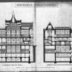 Photographic copy of sheet 4 of set of 6 drawings of Plans, Elevations and Sections-Longitudinal and Transverse Sections
Unsigned, marked "Bibliotheque"   Dated "17 September 1887"