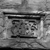 Detail of carved panel on the east facade of the music room.
Digital image of AY 3314.