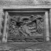 Detail of carved armorial panel on the east facade of the music room.
digital image of AY 3315.