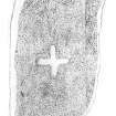 Mains of Afforsk, composite digital image of rubbing of cross-incised stone with ogam inscription.