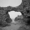 Dunbar Castle, view of covered passage from castle to blockhouse from SW. Digital image of EL/3759.