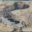Dumbuck crannog excavation.
Titled: 'Verifying the crannogs west pile'.