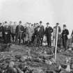 Dumbuck crannog excavation.
Titled: 'Glasgow Archaeological Society at Dumbuck crannog'.