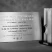 View of the R S Reynolds Memorial award plaque and sculpture 'Three Columns' by Roy Gussow. Awarded to Cumbernauld New Town in 1967 for Community Architecture by a jury selected by The American Institute of Architects.
Digital image of D 7264.
