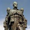 Detail of commando figures on war memorial at Spean Bridge from south.
