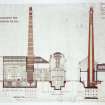 Drawing showing sections N-O and P-O, No 2 factory, the British Aluminium Co., Kinlochleven. 
