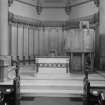 Interior.
View of altar showing communion table and pulpit.
