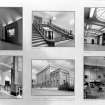 Photographic copy of large framed set of six photographs including views of display case near entrance, main staircase, catalogue hall, entrance hall, general view and Advocates reading room.
Digital image of E 21139.