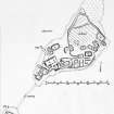 Finlaggan Castle, Islay.
Photographic copy of survey drawing of plan of castle, chapel and Eilean na Comhairle.
