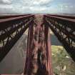 View from the top of the Fife erection at Forth Bridge looking North at the track below.
