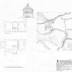 Survey drawing; plans, section and site plan of Howlin House, Isle of Eigg.
