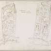 Annotated drawing of both faces of cross slab from album, page 29.  Digital image of AND/804/1/P.