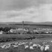 General view of distillery from south west, taken before the conversion of the maltings and removal of the kiln ventilators in 1964.  Photograph inscr;  'Pure Highland Malt Whisky.    Balmenach-Glenlivet Distillery Limited    Strathspey, N.B.  Established 1824.'
Digital image of B 78698.