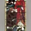 N wall, stained glass window, detail