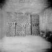 Interior. View of set kiln, with suspended roof
