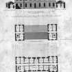 Drawing showing elevation, plan of attic & second floor.
