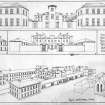 Drawing showing reconstrucion by D M Walker in 4 stages as built from 1812-1860.
